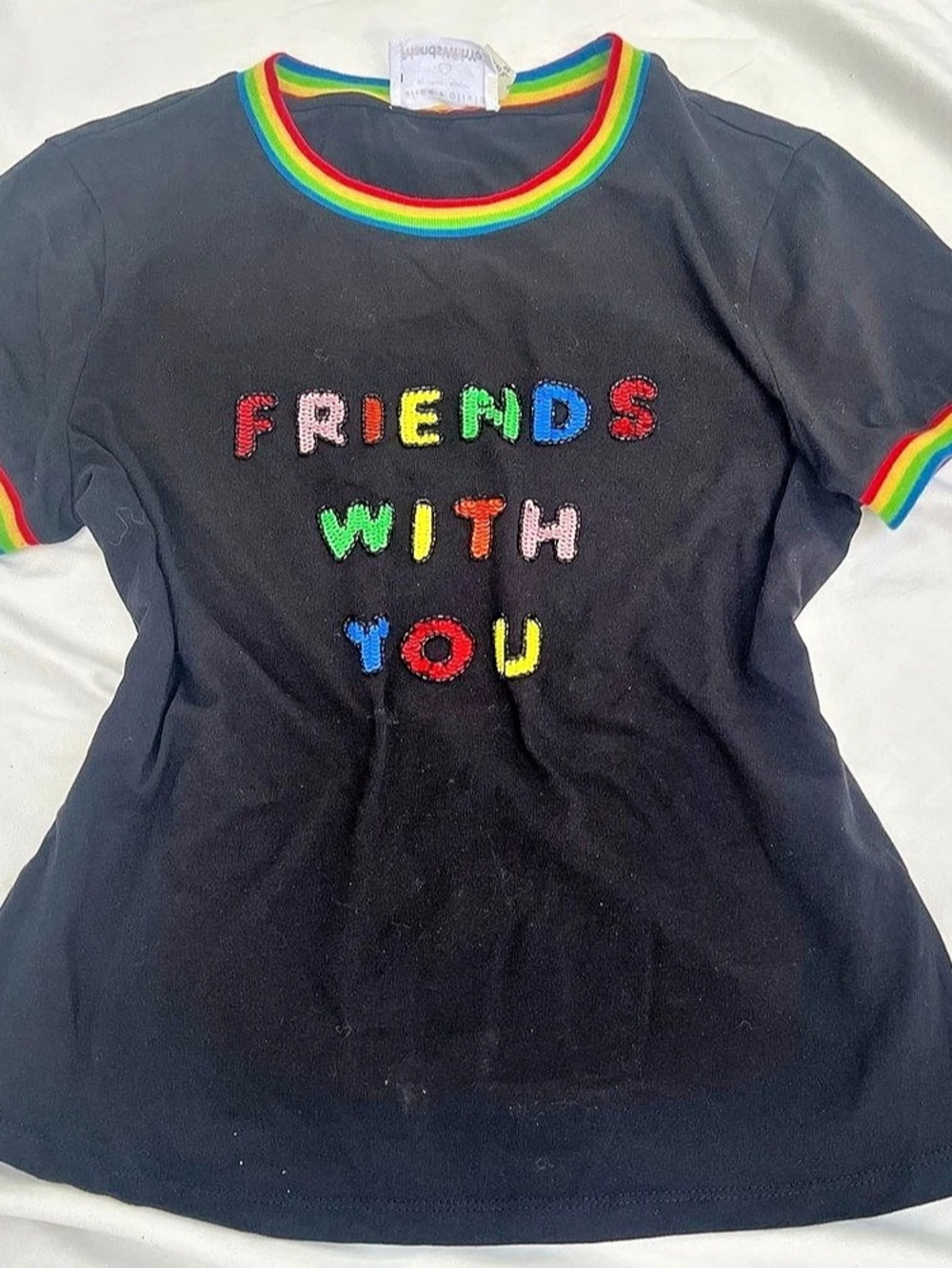 Alice + Olivia x FriendsWithYou Embellished Ringer Tee Embellished Ringer Tee